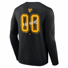 NHL Black Pittsburgh Penguins Hustle Personalized Name & Number Long Sleeve T-Shirt