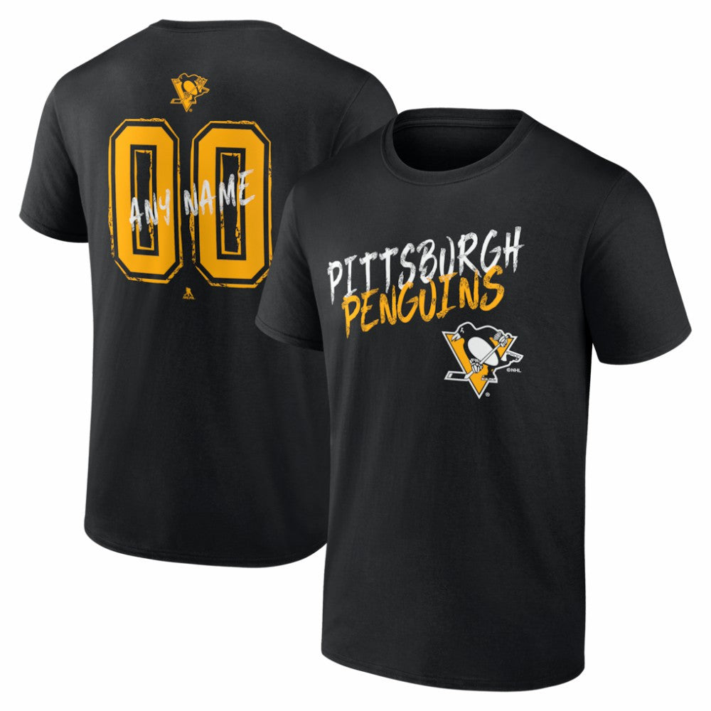NHL Black Pittsburgh Penguins Hustle Personalized Name & Number T-Shirt