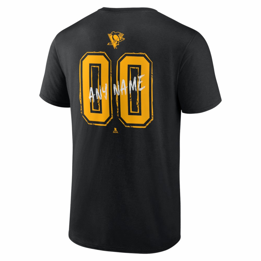 NHL Black Pittsburgh Penguins Hustle Personalized Name & Number T-Shirt