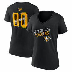 NHL Black Pittsburgh Penguins Women's Hustle Personalized Name & Number V-Neck T-Shirt