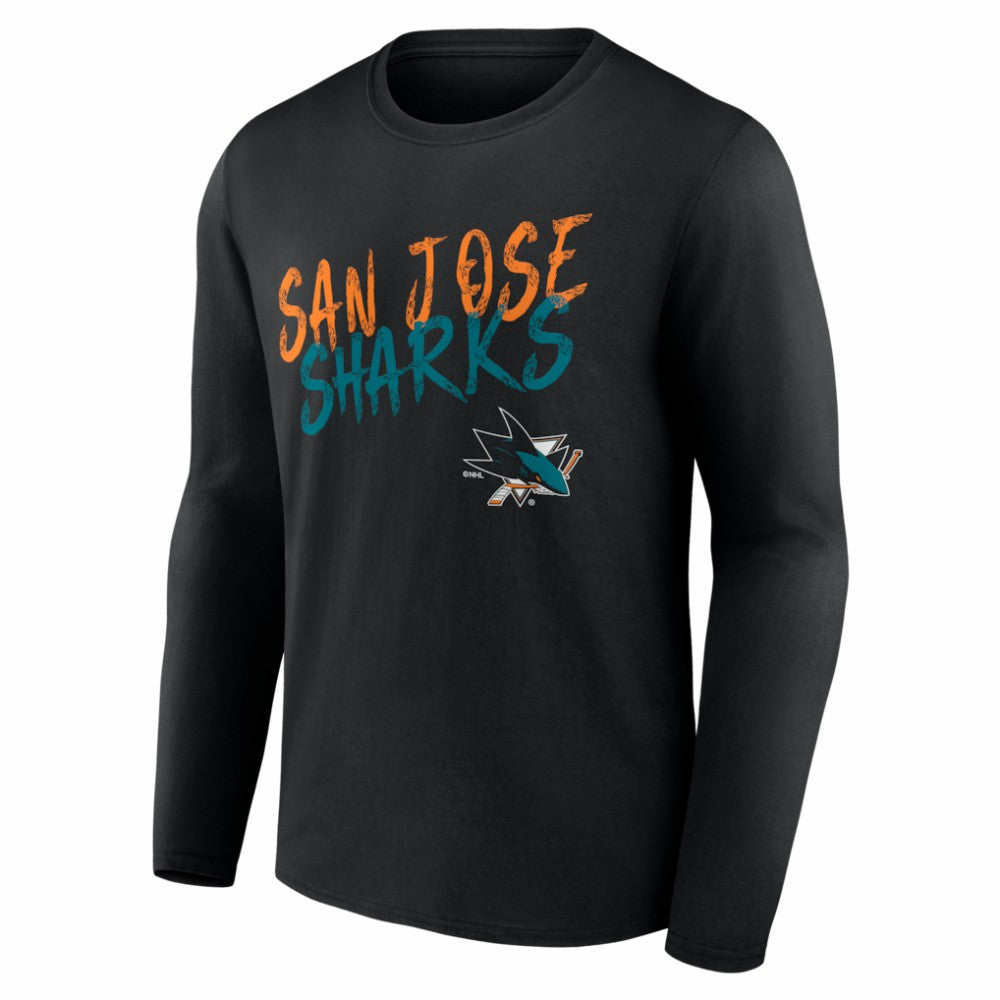 NHL Black San Jose Sharks Hustle Personalized Name & Number Long Sleeve T-Shirt