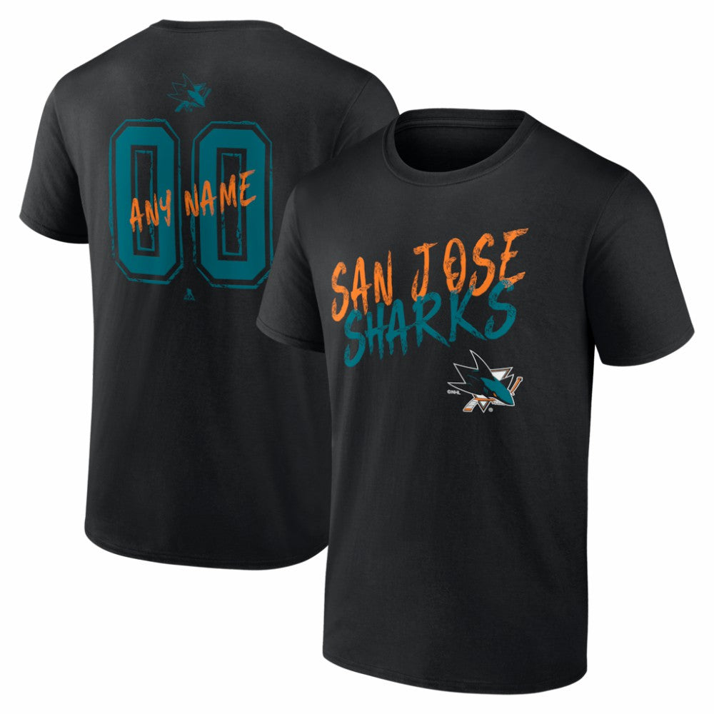 NHL Black San Jose Sharks Hustle Personalized Name & Number T-Shirt