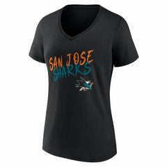 NHL Black San Jose Sharks Women's Hustle Personalized Name & Number V-Neck T-Shirt