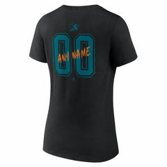NHL Black San Jose Sharks Women's Hustle Personalized Name & Number V-Neck T-Shirt