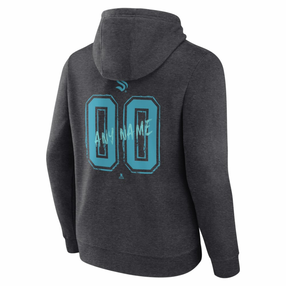 NHL Charcoal Seattle Kraken Hustle Personalized Name & Number Hoodie