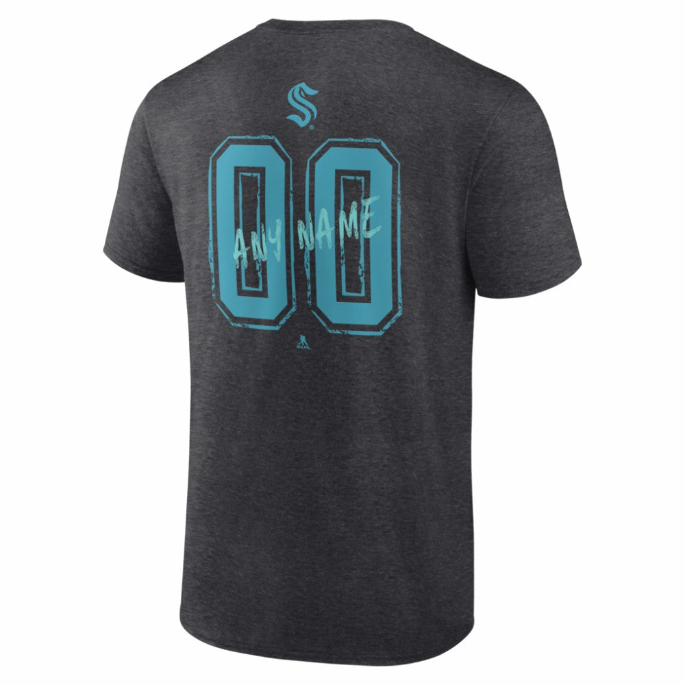 NHL Charcoal Seattle Kraken Hustle Personalized Name & Number T-Shirt