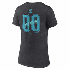 NHL Charcoal Seattle Kraken Women's Hustle Personalized Name & Number V-Neck T-Shirt