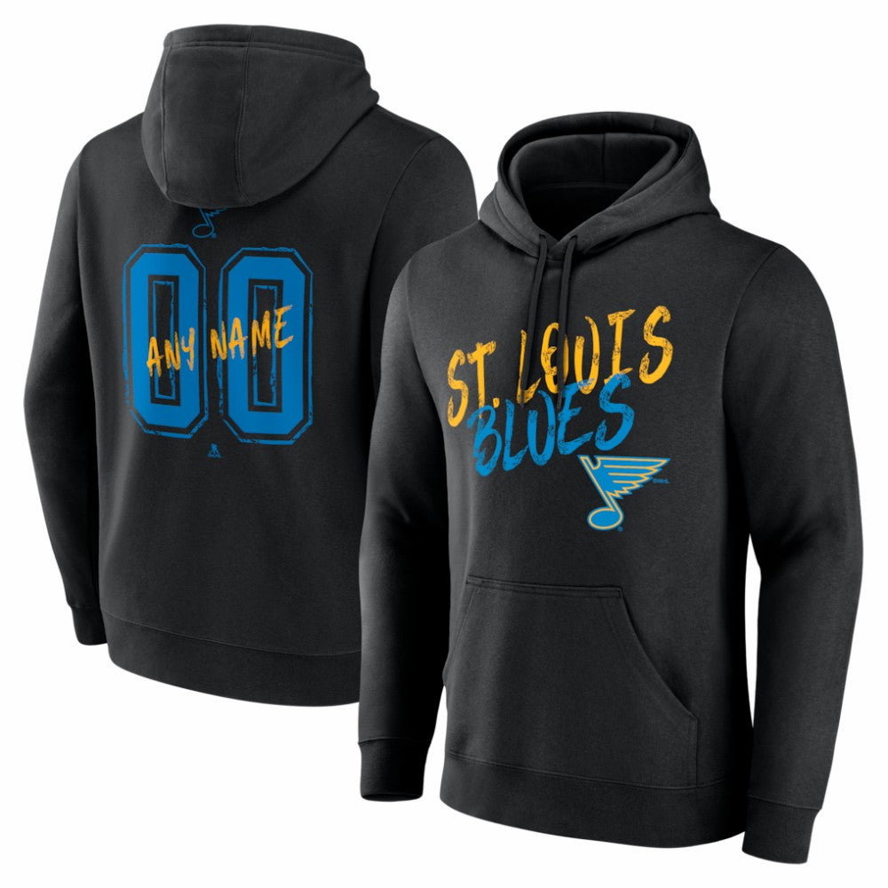 NHL Black St. Louis Blues Big & Tall Hustle Personalized Name & Number Hoodie