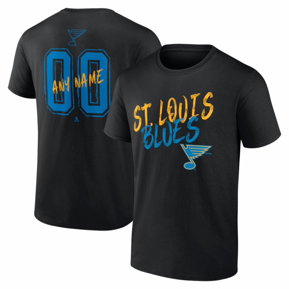 NHL Black St. Louis Blues Big & Tall Hustle Personalized Name & Number T-Shirt