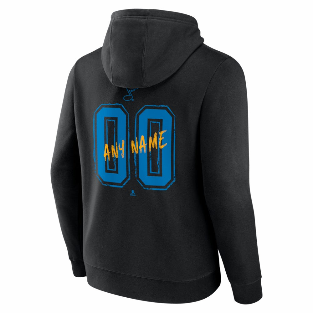 NHL Black St. Louis Blues Hustle Personalized Name & Number Hoodie