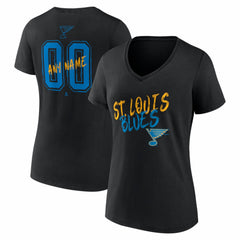 NHL Black St. Louis Blues Women's Hustle Personalized Name & Number V-Neck T-Shirt