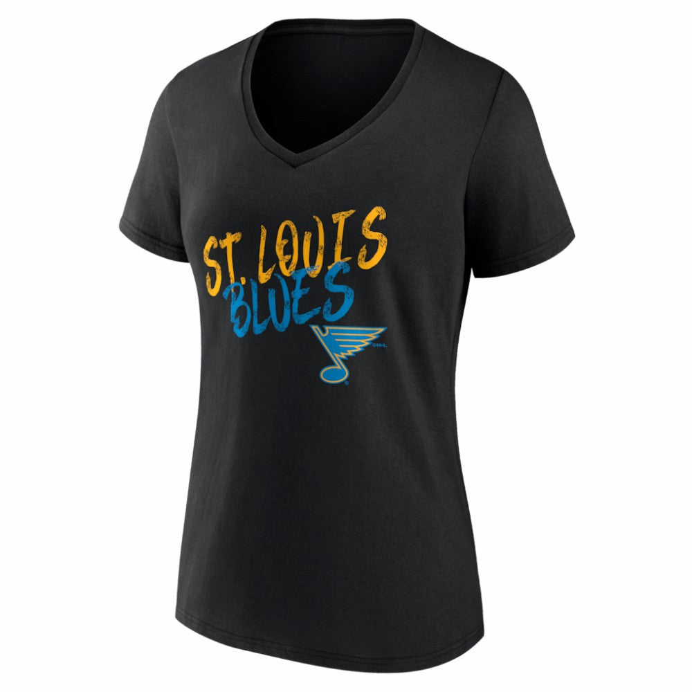 NHL Black St. Louis Blues Women's Hustle Personalized Name & Number V-Neck T-Shirt