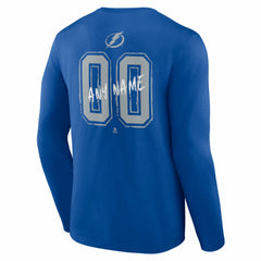 NHL Blue Tampa Bay Lightning Hustle Personalized Name & Number Long Sleeve T-Shirt