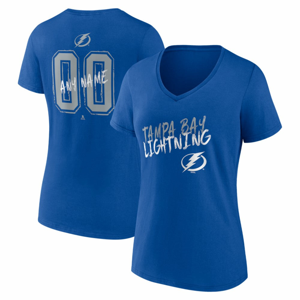 NHL Blue Tampa Bay Lightning Women's Hustle Personalized Name & Number V-Neck T-Shirt