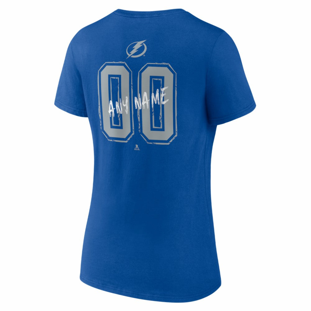 NHL Blue Tampa Bay Lightning Women's Hustle Personalized Name & Number V-Neck T-Shirt