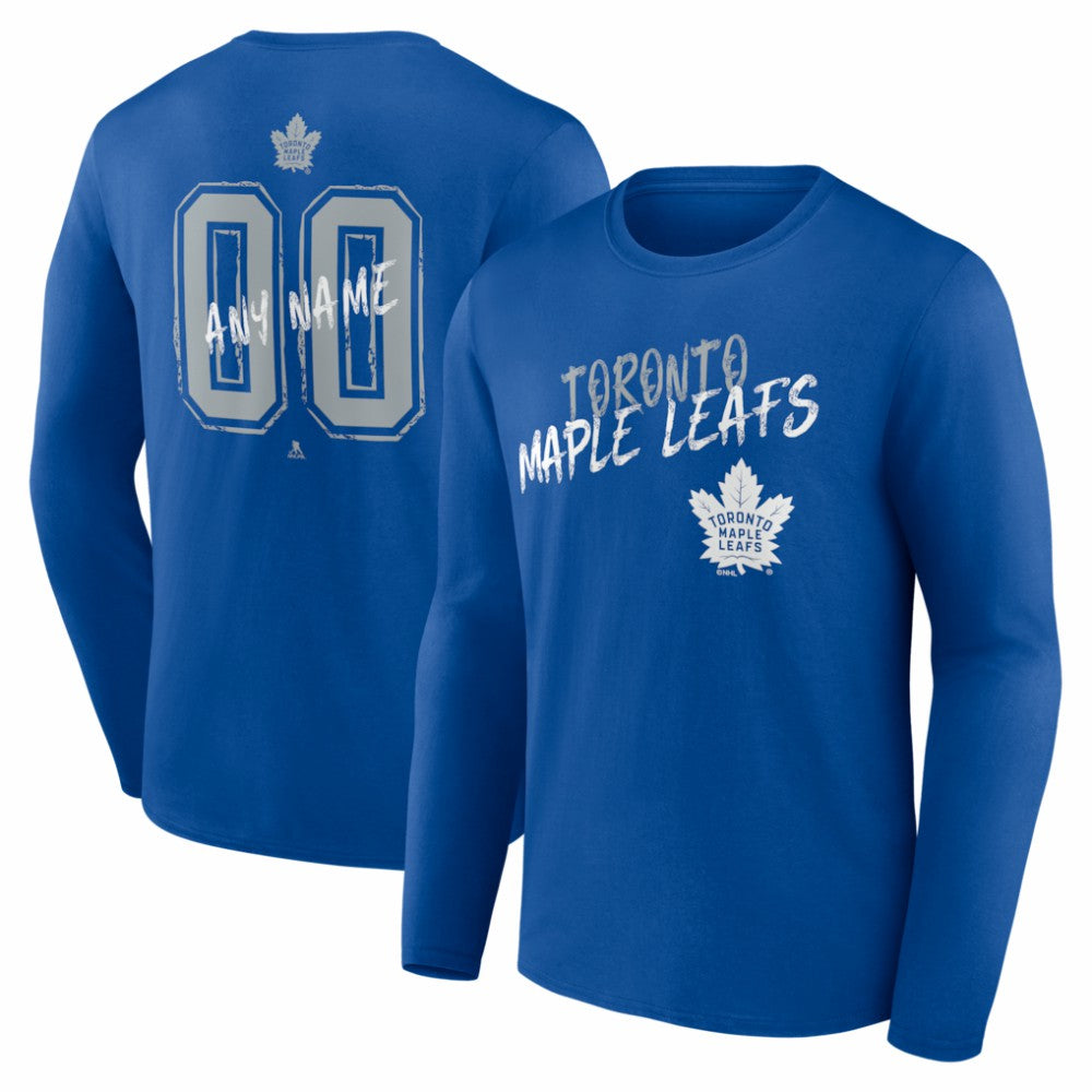 NHL Blue Toronto Maple Leafs Hustle Personalized Name & Number Long Sleeve T-Shirt