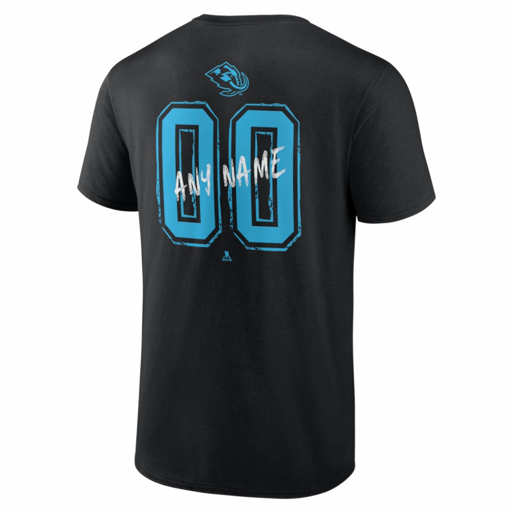 NHL Black Utah Mammoth Hustle Personalized Name & Number T-Shirt