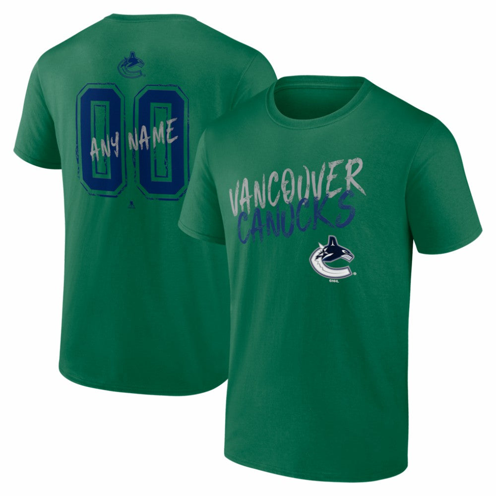 NHL Green Vancouver Canucks Hustle Personalized Name & Number T-Shirt