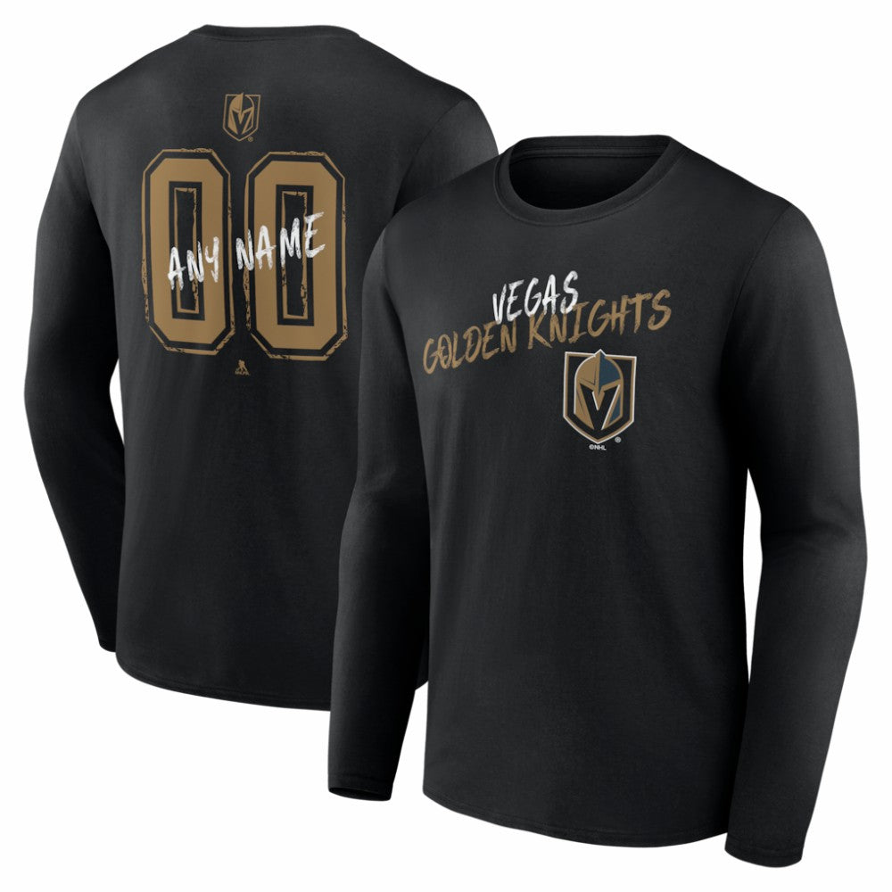 NHL Black Vegas Golden Knights Hustle Personalized Name & Number Long Sleeve T-Shirt