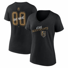 NHL Black Vegas Golden Knights Women's Hustle Personalized Name & Number V-Neck T-Shirt