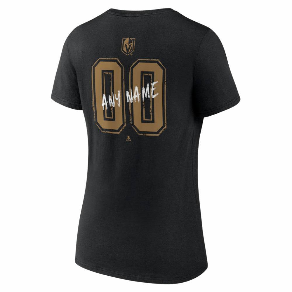 NHL Black Vegas Golden Knights Women's Hustle Personalized Name & Number V-Neck T-Shirt