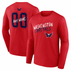 NHL Red Washington Capitals Hustle Personalized Name & Number Long Sleeve T-Shirt