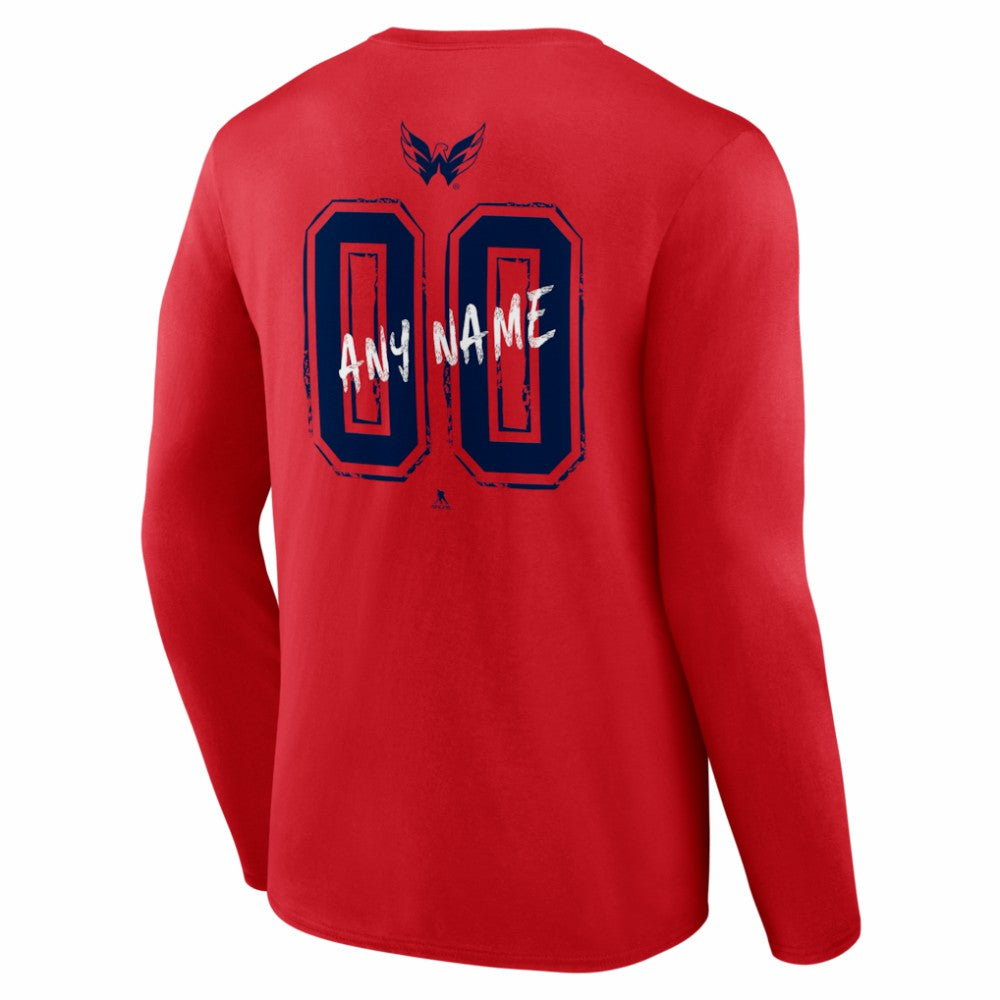 NHL Red Washington Capitals Hustle Personalized Name & Number Long Sleeve T-Shirt