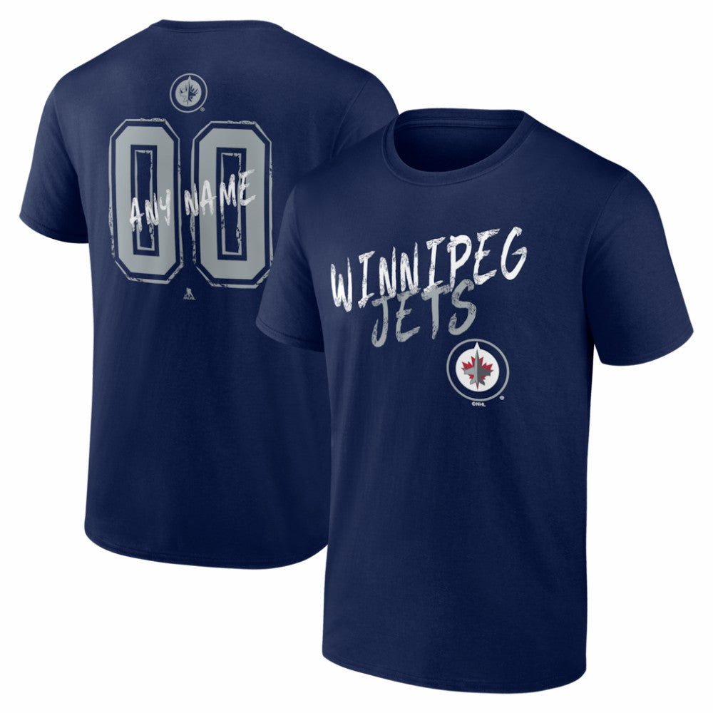 NHL Navy Winnipeg Jets Big & Tall Hustle Personalized Name & Number T-Shirt