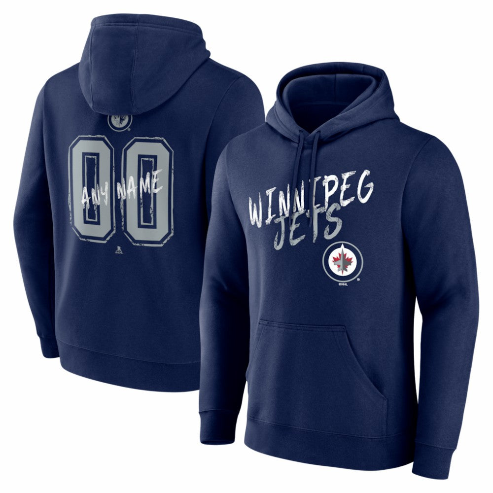 NHL Navy Winnipeg Jets Hustle Personalized Name & Number Hoodie