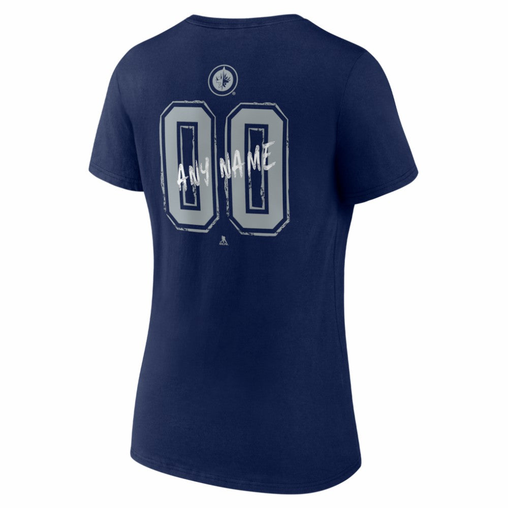 NHL Navy Winnipeg Jets Women's Hustle Personalized Name & Number V-Neck T-Shirt