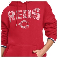 MLB Cincinnati Reds Starter Women's Lace Team Lockup Fleece Hoodie