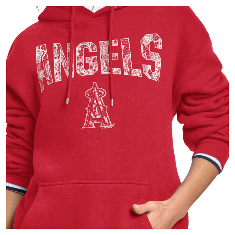 MLB Los Angeles Angels Starter Women's Lace Team Lockup Fleece Hoodie