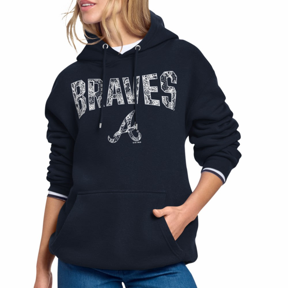 MLB Atlanta Braves Starter Women's Lace Team Lockup Fleece Hoodie