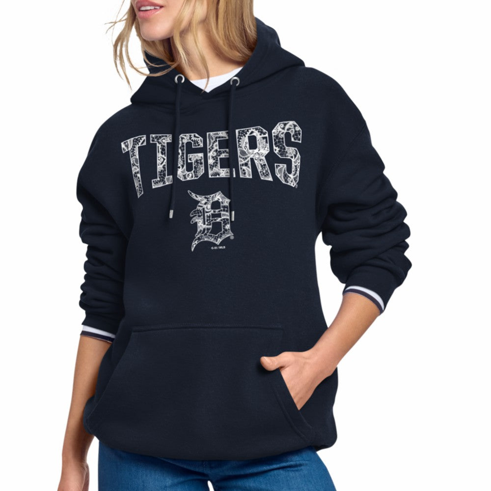 MLB Detroit Tigers Starter Women's Lace Team Lockup Fleece Hoodie