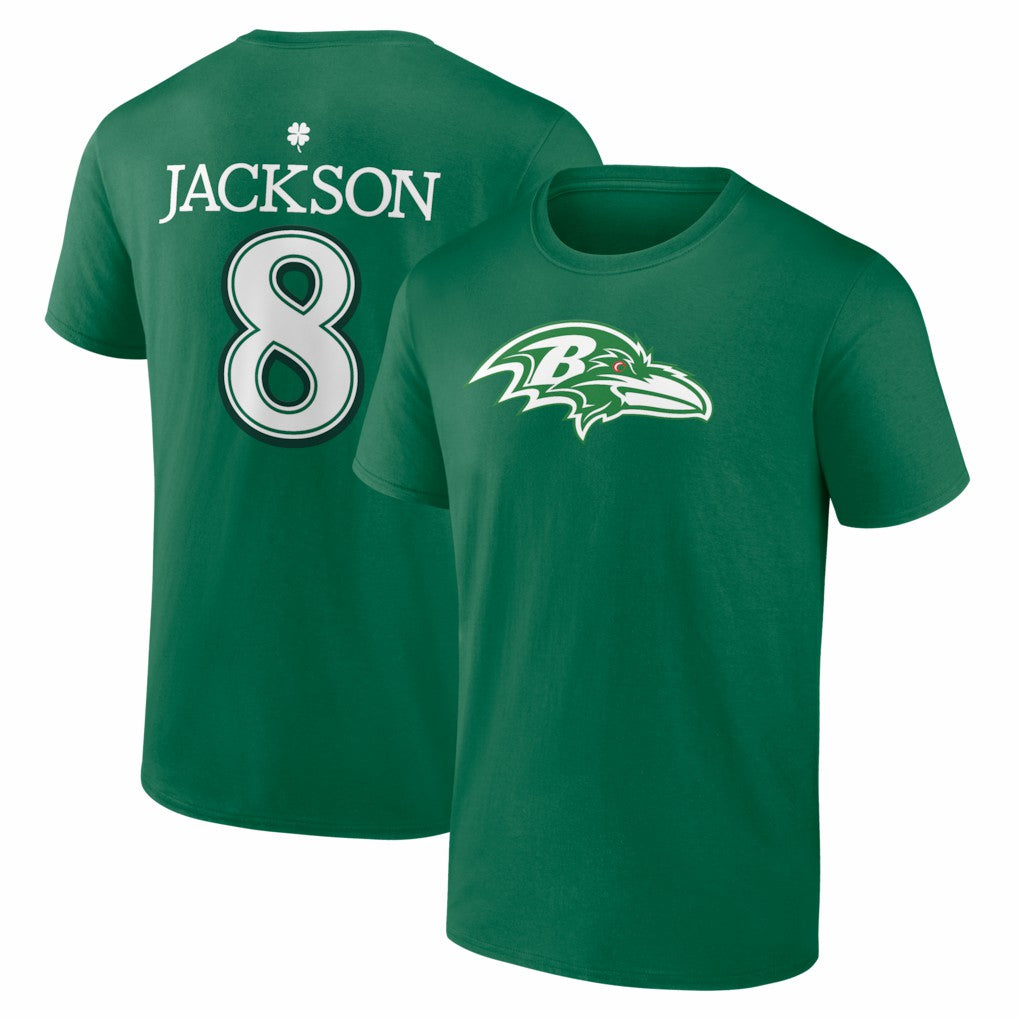 Lamar Jackson  St. Patrick's Day Icon Name & Number T-Shirt - Baltimore Ravens
