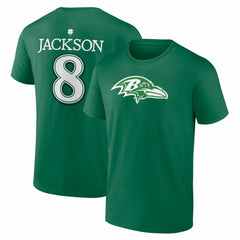 Lamar Jackson  St. Patrick's Day Icon Name & Number T-Shirt - Baltimore Ravens