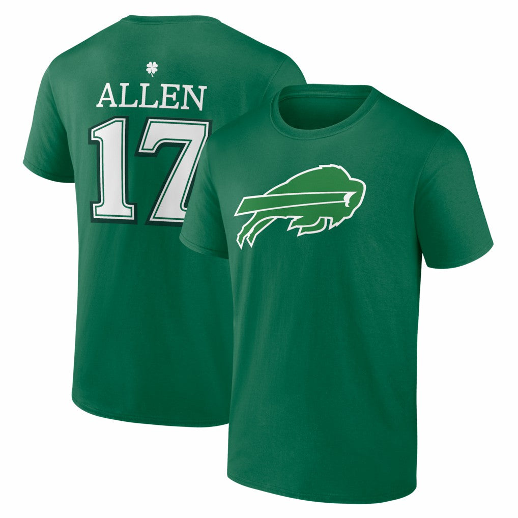 Josh Allen  St. Patrick's Day Icon Name & Number T-Shirt - Buffalo Bills
