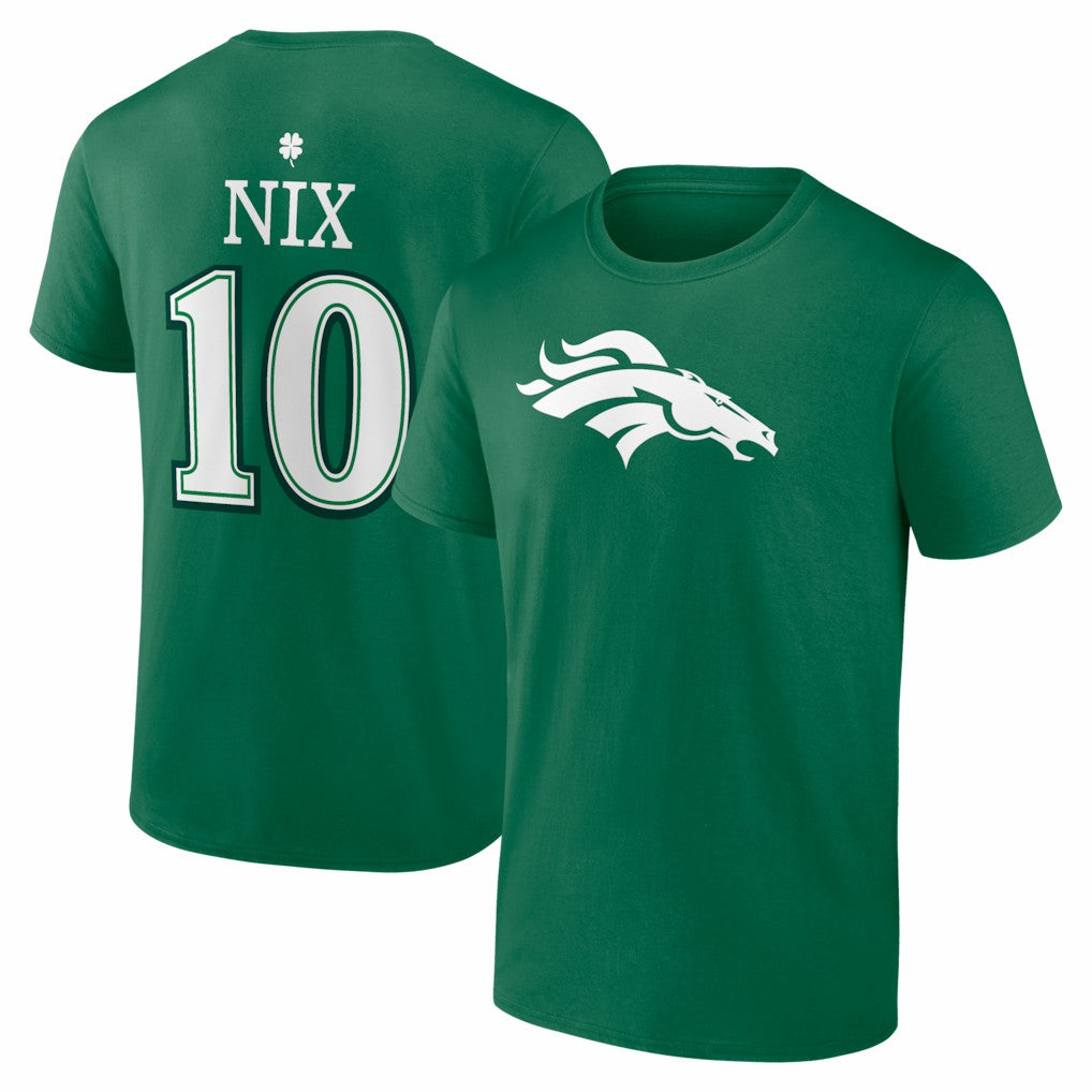 Bo Nix  St. Patrick's Day Icon Name & Number T-Shirt - Denver Broncos