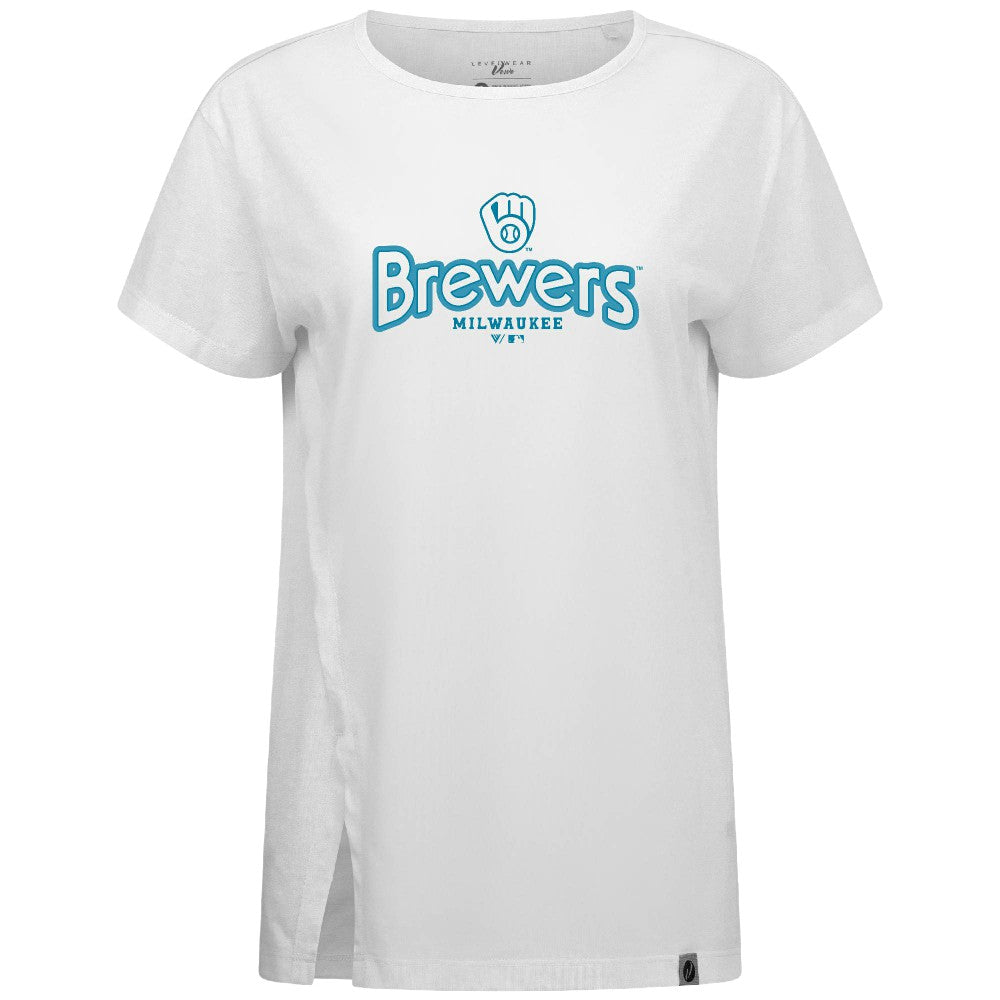 MLB Milwaukee Brewers Levelwear Women's Blue Haven Influx Cornerstone T-Shirt