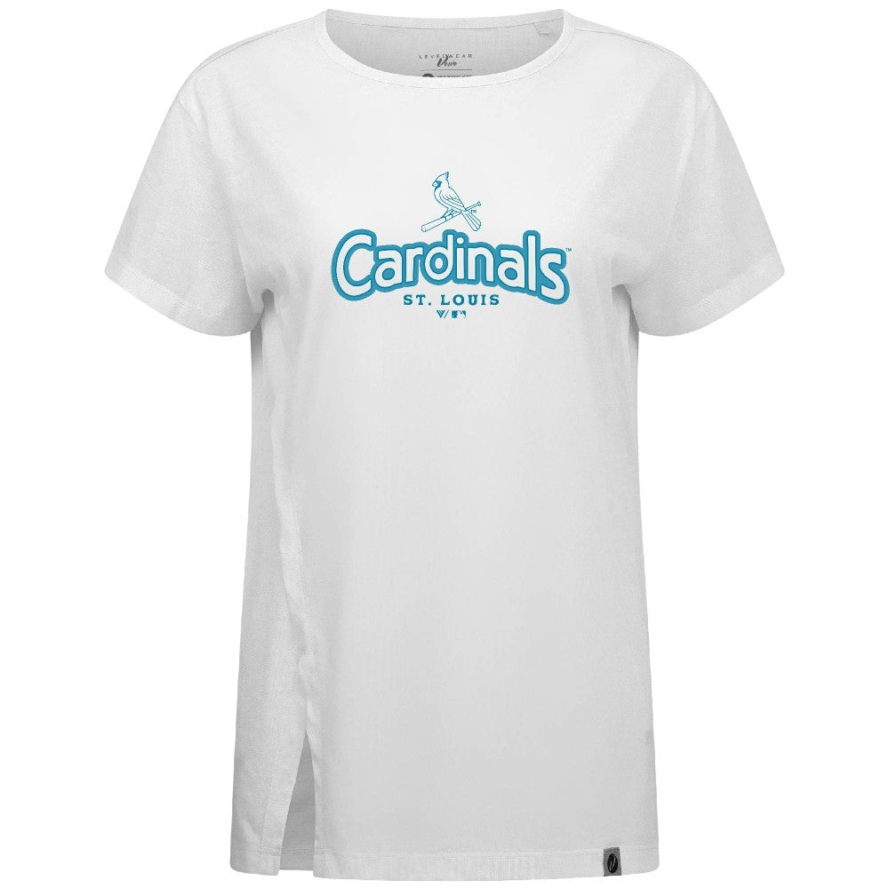 MLB St. Louis Cardinals Levelwear Women's Blue Haven Influx Cornerstone T-Shirt