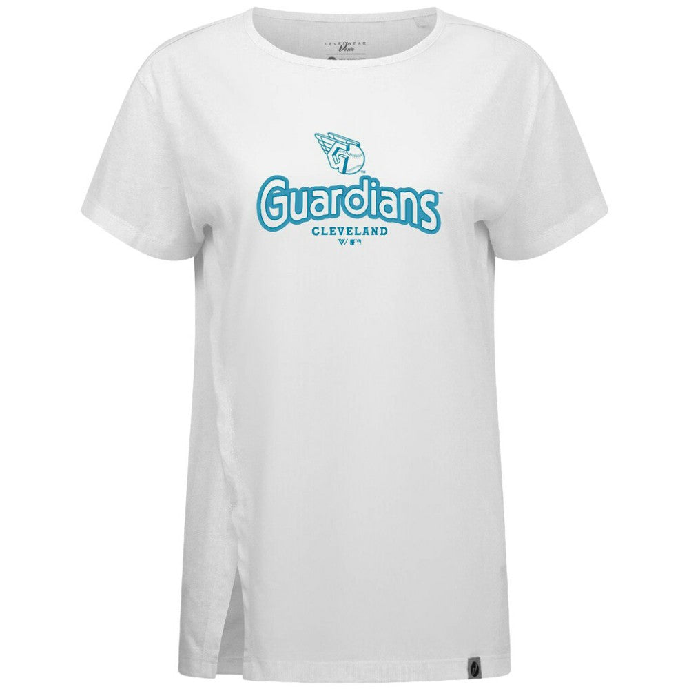 MLB Cleveland Guardians Levelwear Women's Blue Haven Influx Cornerstone T-Shirt