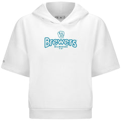 MLB Milwaukee Brewers Levelwear Women's Amber Short Sleeve Cornerstone Hoodie