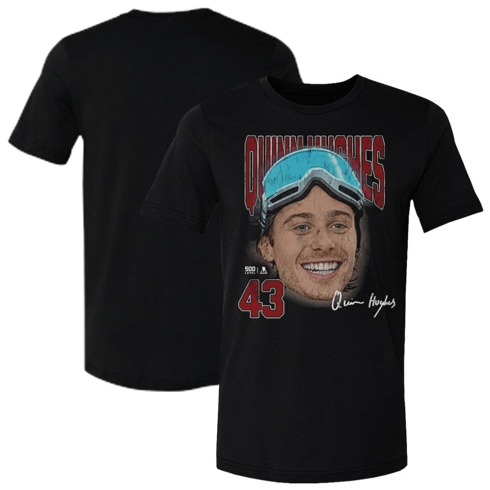 NHL Black Quinn Hughes US Men's Hockey 500 Level Goggles T-Shirt