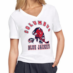 NHL White Columbus Blue Jackets Starter Women's Tough Puck T-Shirt