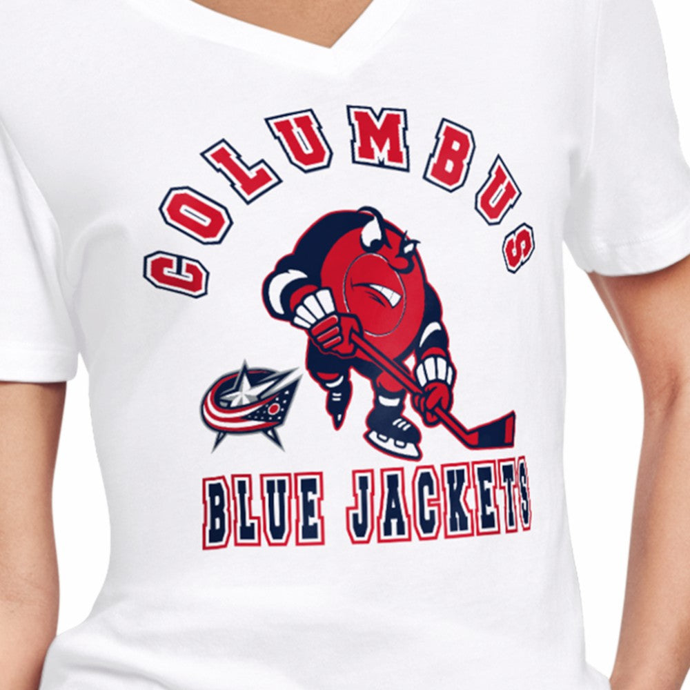 NHL White Columbus Blue Jackets Starter Women's Tough Puck T-Shirt