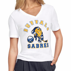 NHL White Buffalo Sabres Starter Women's Tough Puck T-Shirt