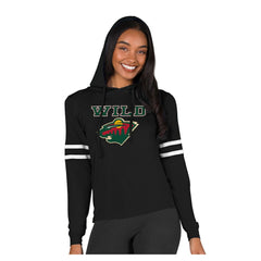 NHL Black Minnesota Wild Concepts Sport Women's Marathon Long-Sleeve Hooded T-Shirt
