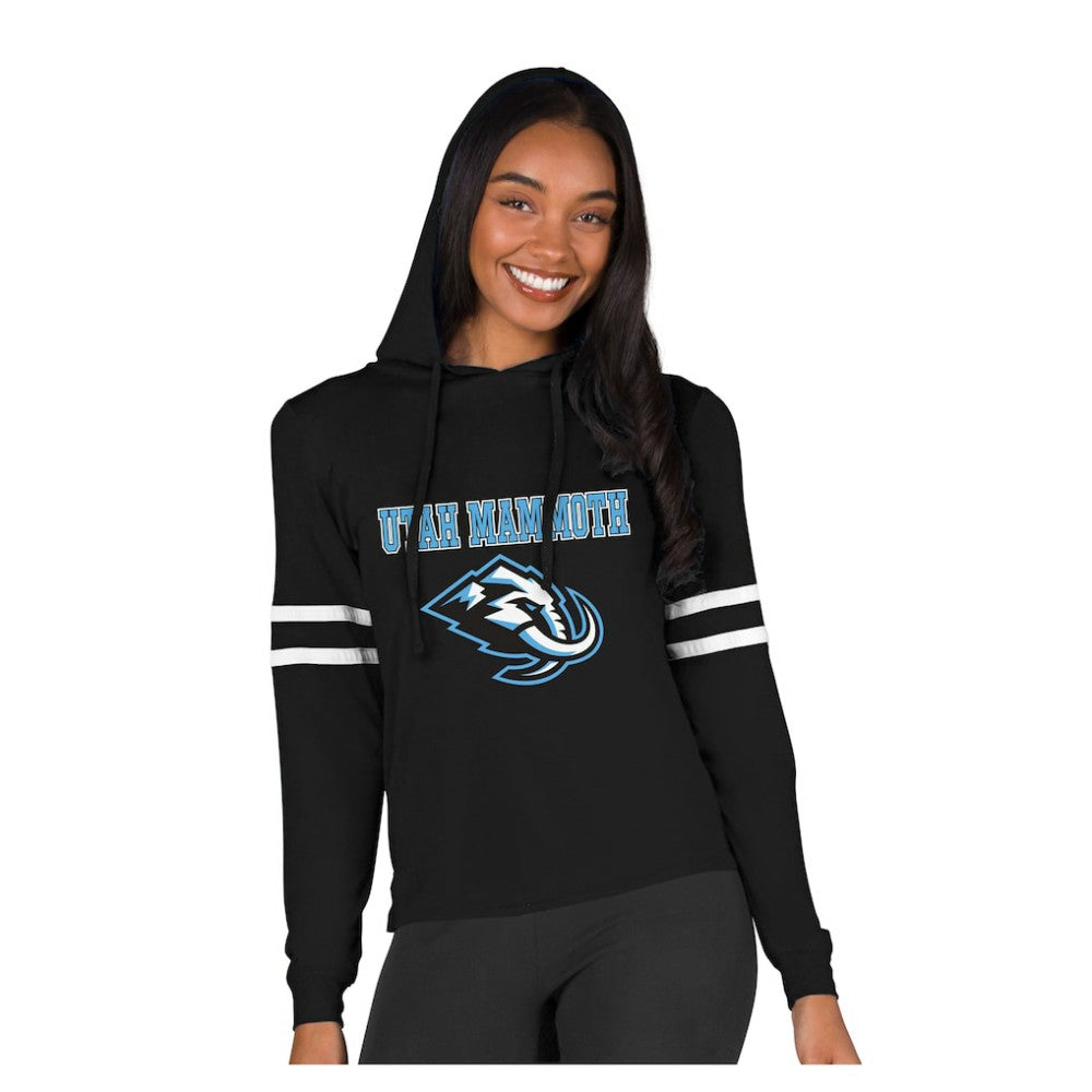NHL Black Utah Mammoth Concepts Sport Women's Marathon Long-Sleeve Hooded T-Shirt