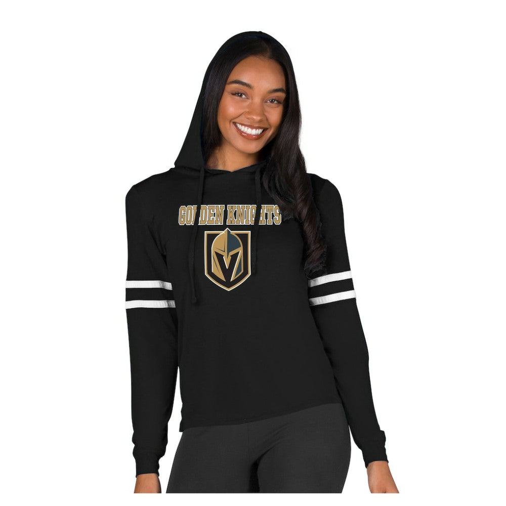 NHL Black Vegas Golden Knights Concepts Sport Women's Marathon Long-Sleeve Hooded T-Shirt
