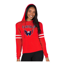NHL Red Washington Capitals Concepts Sport Women's Marathon Long-Sleeve Hooded T-Shirt